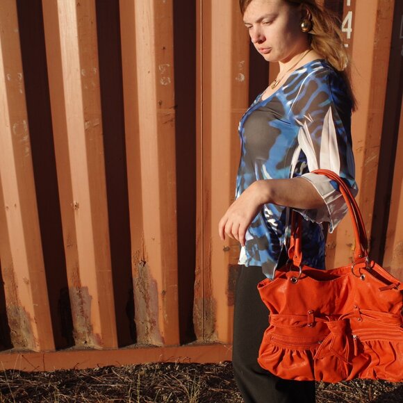 Big Vintage Burnt Orange Hand Bag - Picture 1 of 13